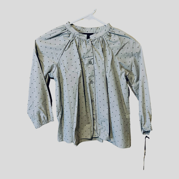 Victoria Beckham Gray Swiss Dot Button Down Shirt New L - Picture 3 of 6